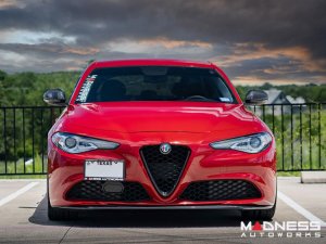 Alfa Romeo Giulia Front V Shield Grill Frame + Emblem Frame Kit - Carbon Fiber - Feroce Carbon